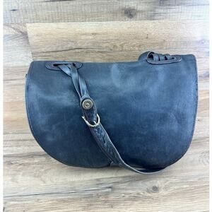 CW Marianelli Black leather messenger bag made in Italy